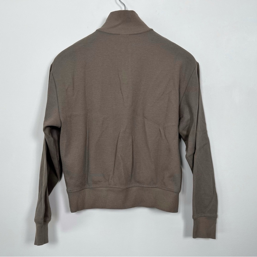 Sunday Best Light Brown‎ Taupe Baby Waffle Quarter Zip Sweater Size Small - Picture 9 of 11